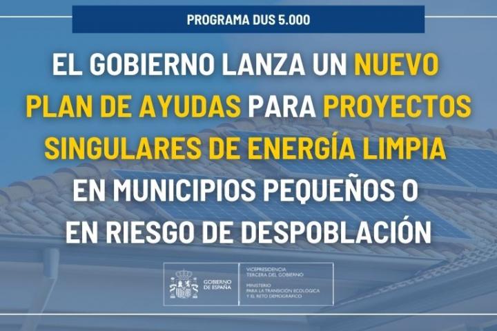 Ayudas para proyectos singulares de energía limpia en municipios pequeños o en riesgo de despoblación